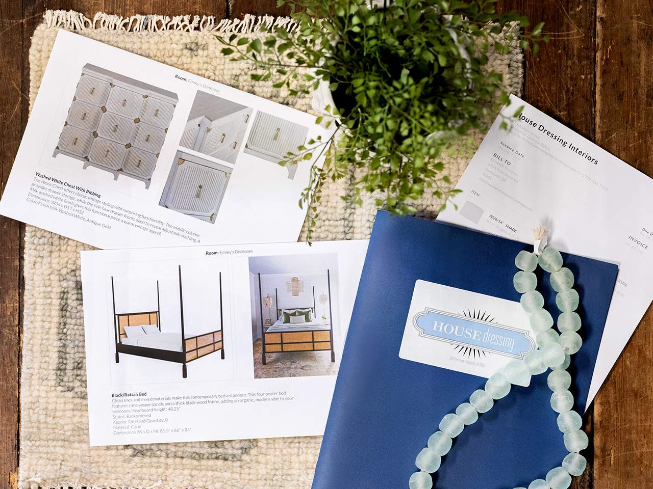 Image of sketches and designs in a House Dressing portfolio