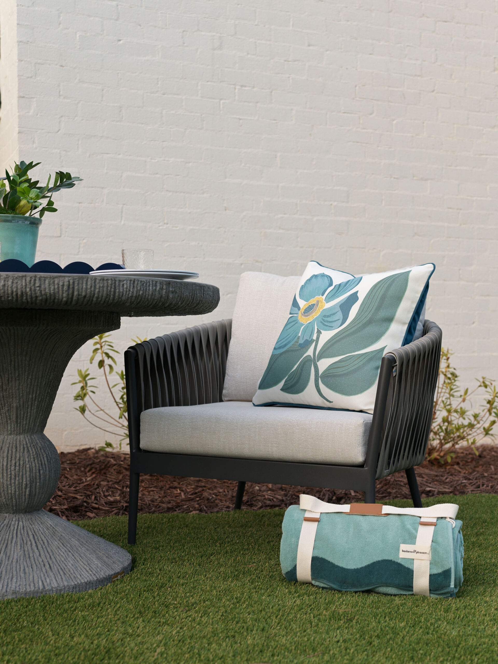chair with decorative pillow at dining table
